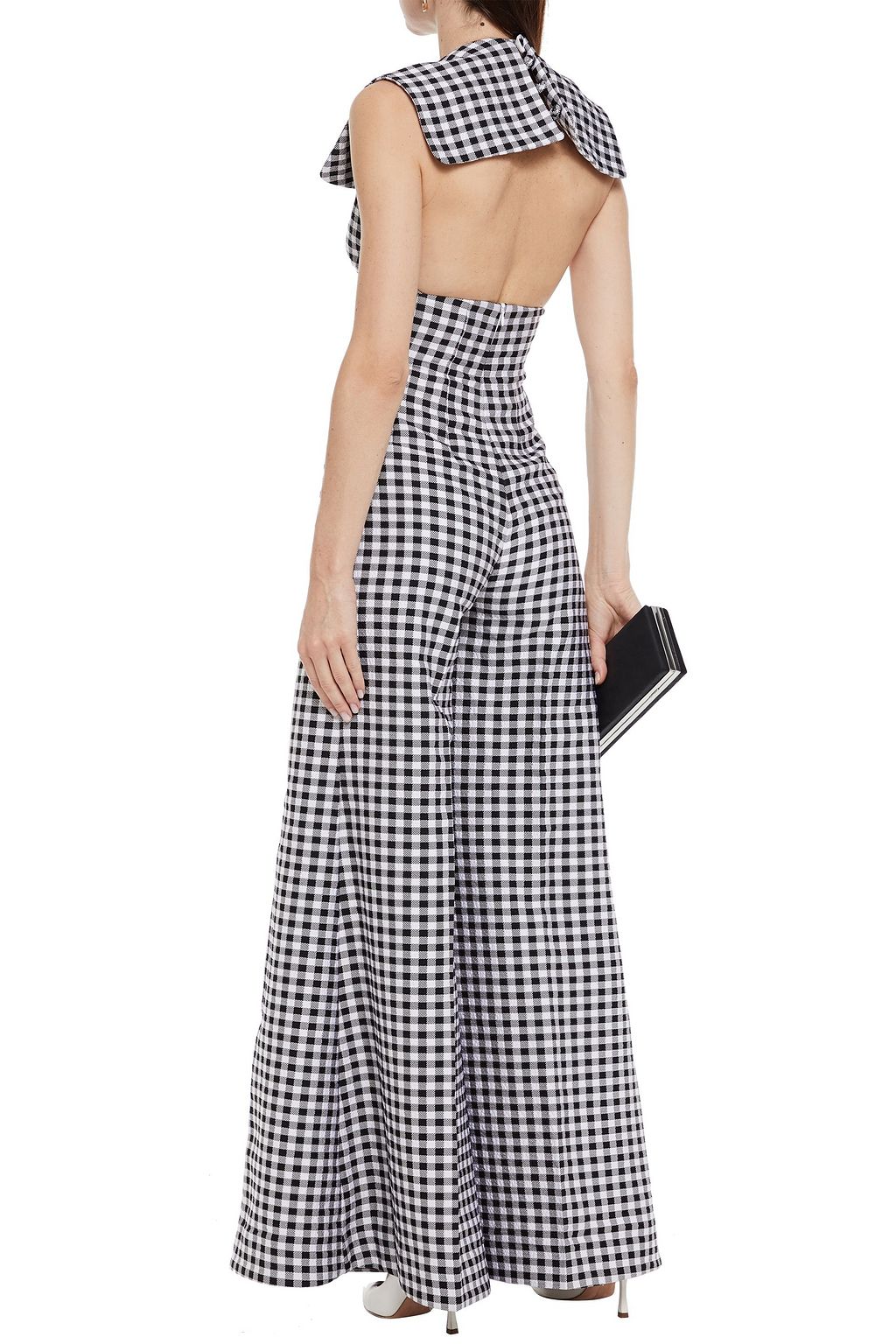 EMILIA WICKSTEAD Anthea cutout gingham cloqué wide-leg jumpsuit