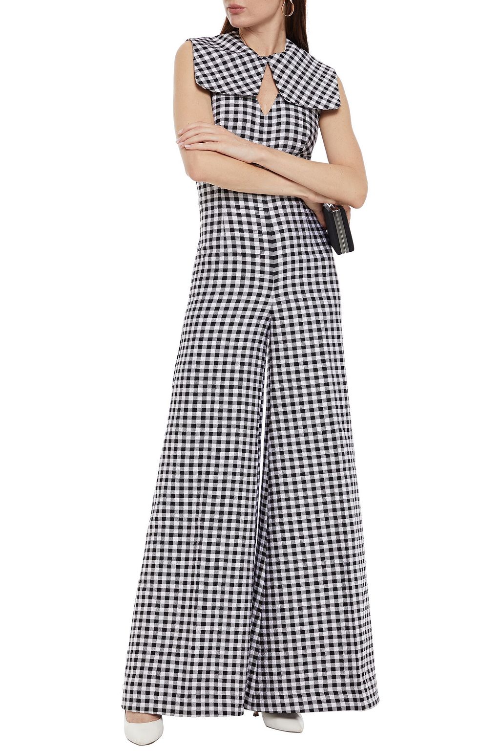 EMILIA WICKSTEAD Anthea cutout gingham cloqué wide-leg jumpsuit