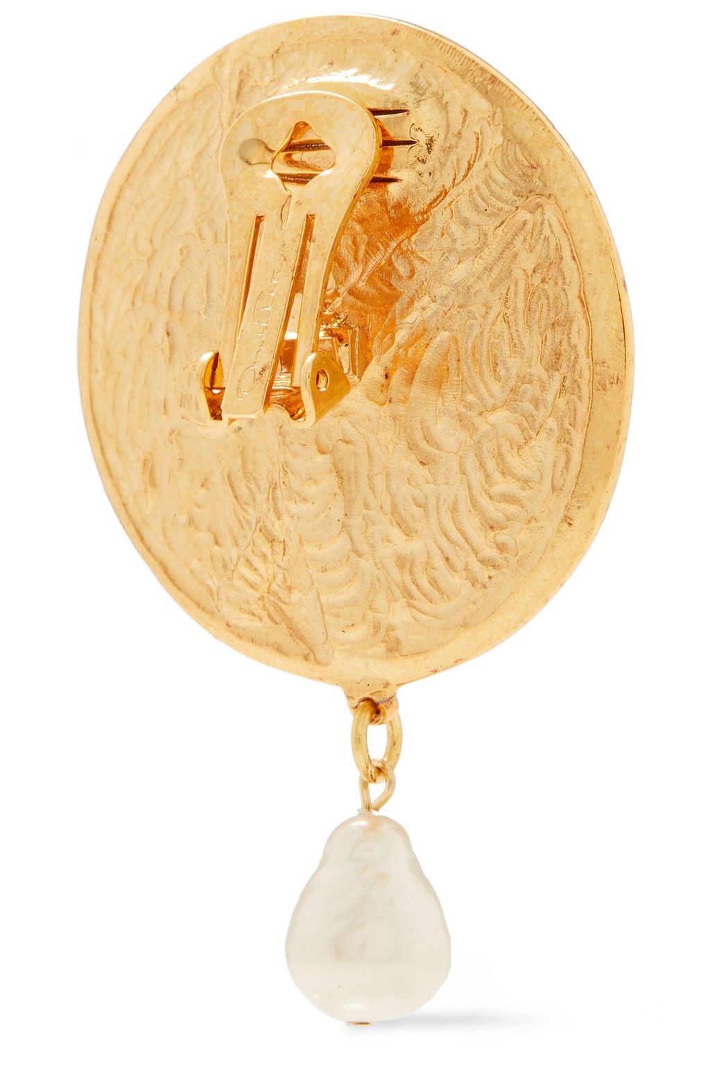 OSCAR DE LA RENTA Gold-tone, crystal and faux pearl clip earrings