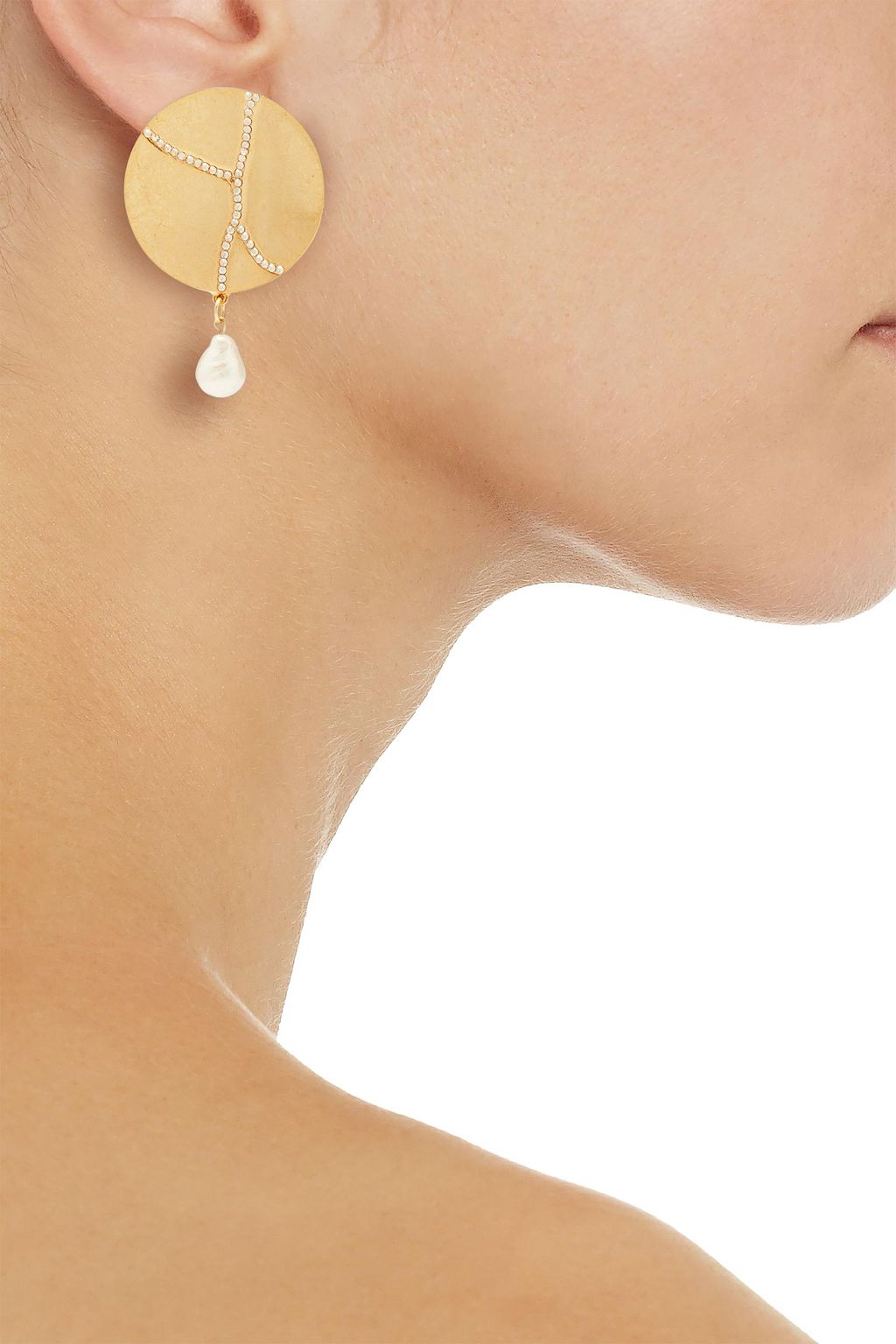 OSCAR DE LA RENTA Gold-tone, crystal and faux pearl clip earrings