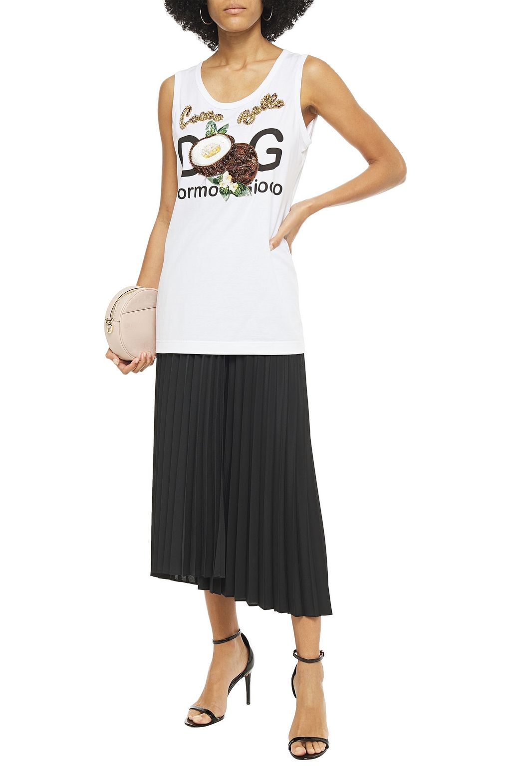DOLCE&GABBANA Embellished printed cotton-jersey tank
