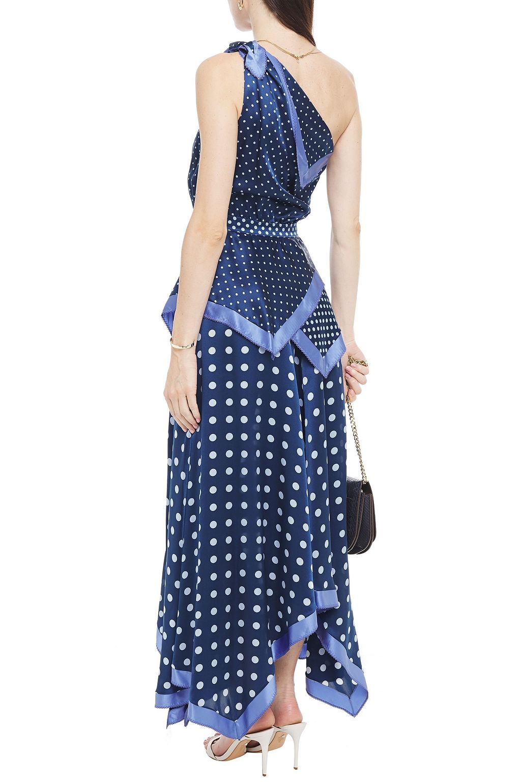 ALTUZARRA One-shoulder polka-dot silk-satin maxi dress