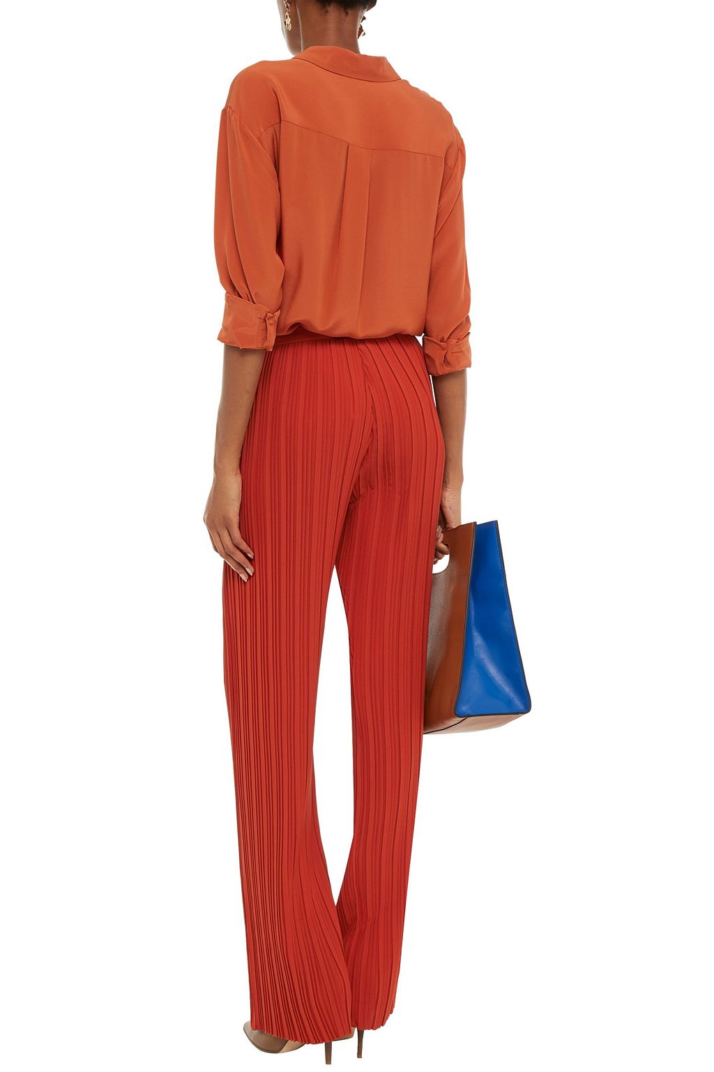 VICTORIA, VICTORIA BECKHAM Pleated crepe straight-leg pants