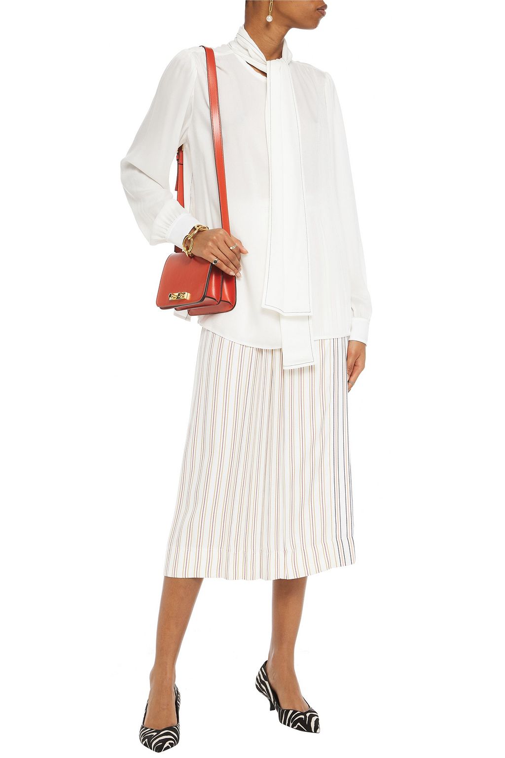 MARNI Tie-neck crepe blouse