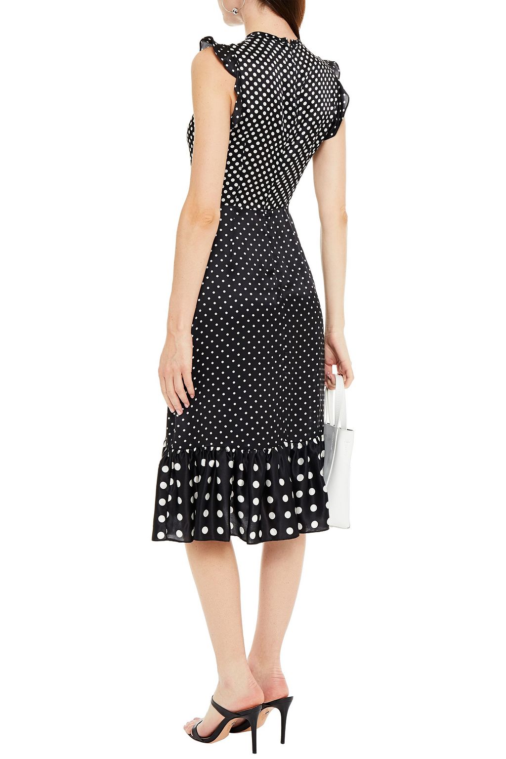 ALTUZARRA Ruffle-trimmed polka-dot silk-satin midi dress