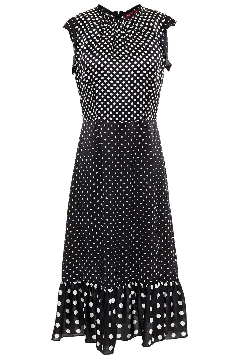 Altuzarra Woman Ruffle-trimmed Polka-dot Silk-satin Midi Dress Black Size 36
