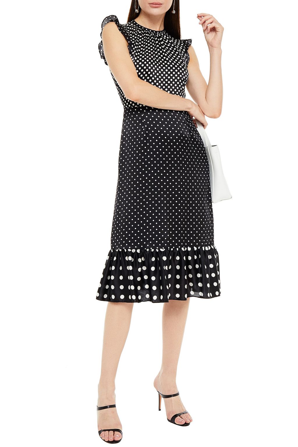ALTUZARRA Ruffle-trimmed polka-dot silk-satin midi dress