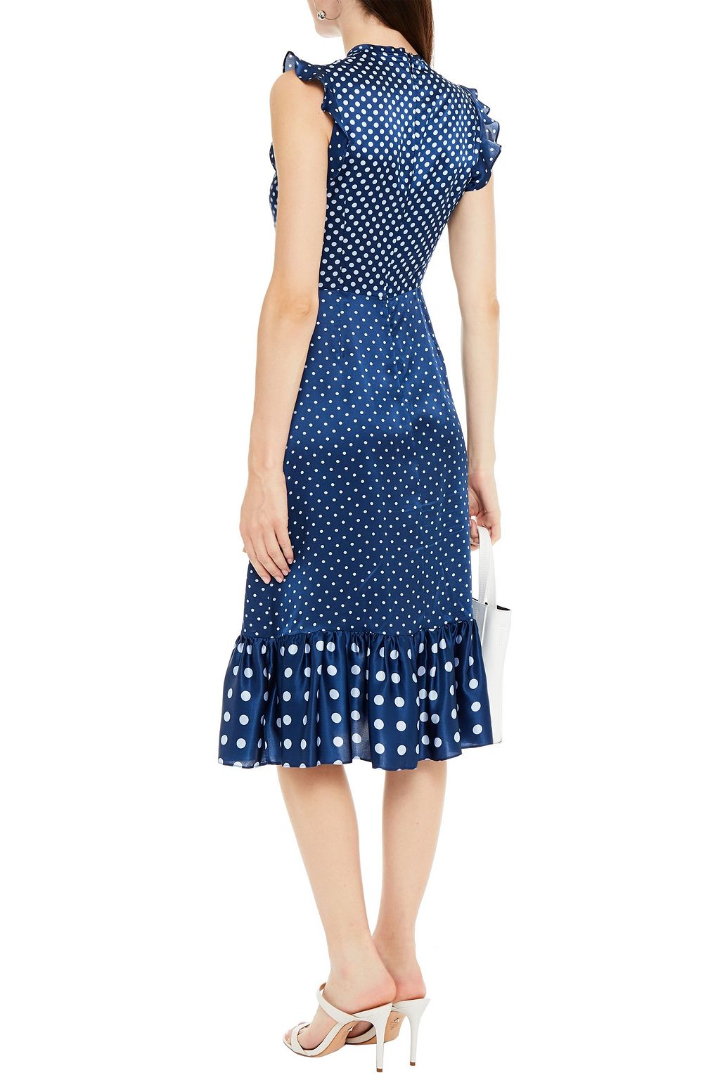 ALTUZARRA Ruffle-trimmed polka-dot silk-satin midi dress