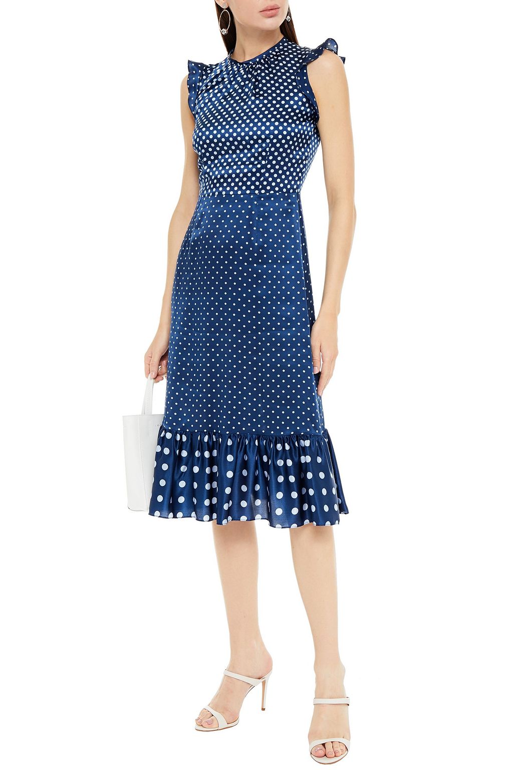 ALTUZARRA Ruffle-trimmed polka-dot silk-satin midi dress