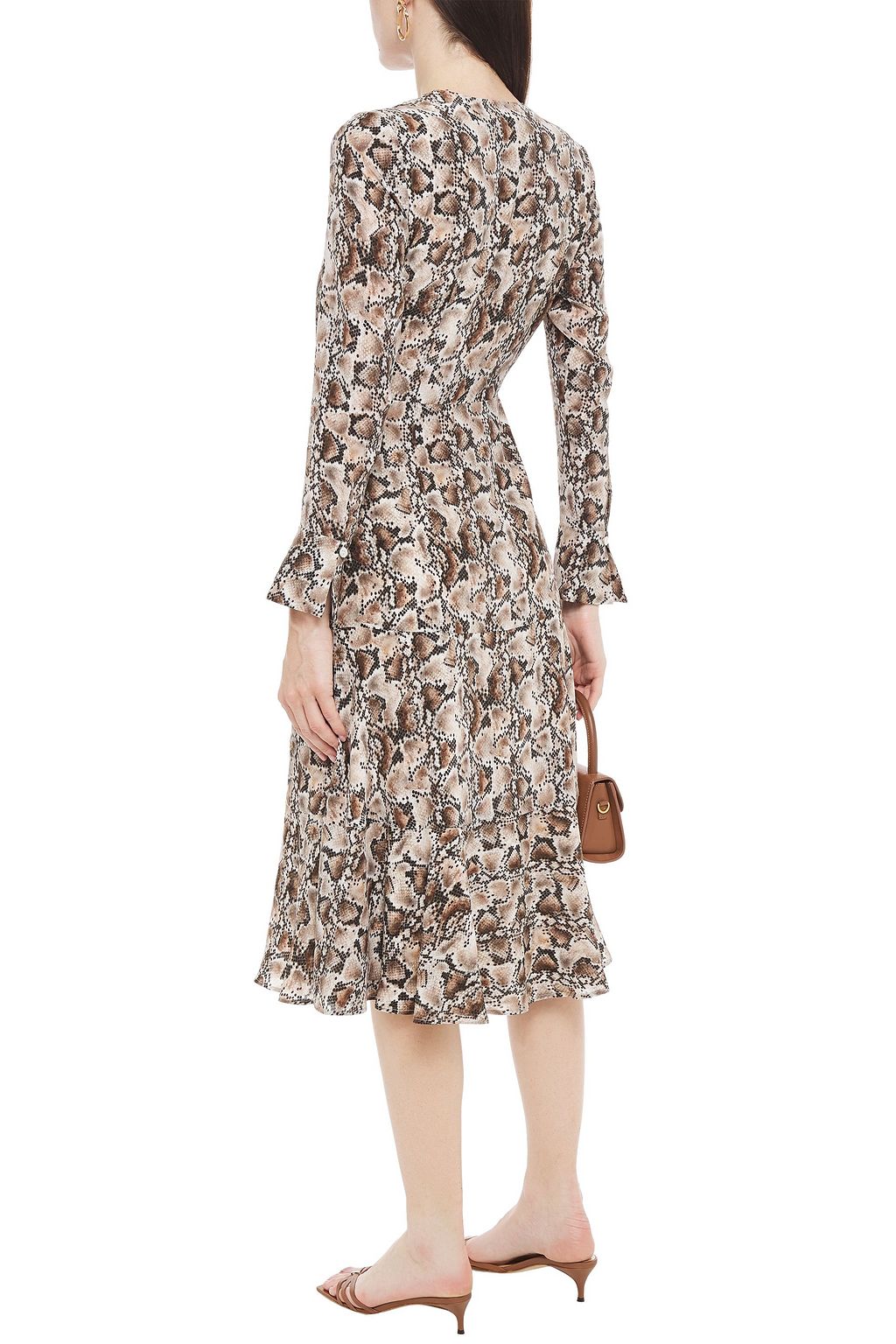 ALTUZARRA Wrap-effect printed silk crepe de chine midi dress