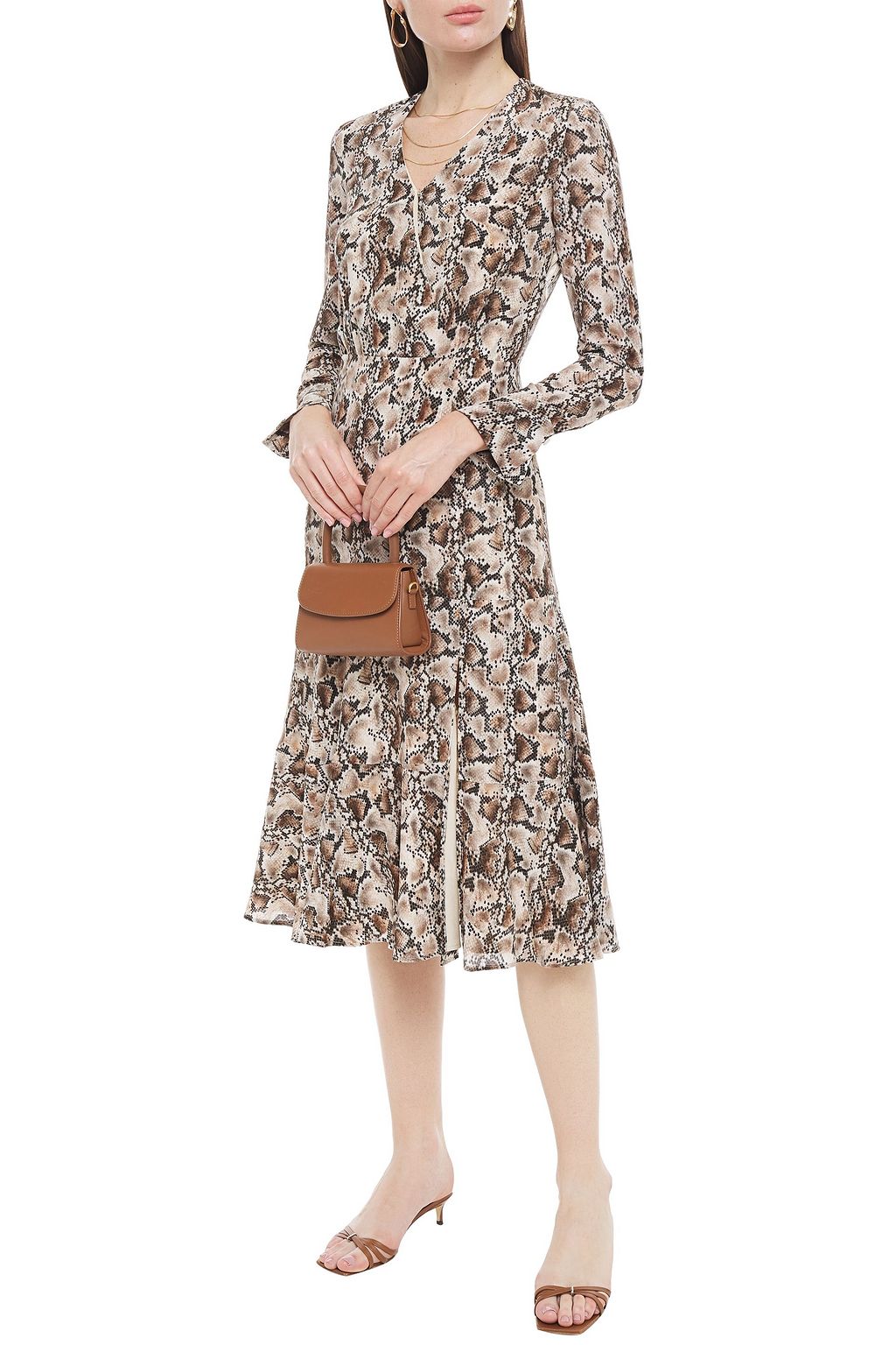 ALTUZARRA Wrap-effect printed silk crepe de chine midi dress