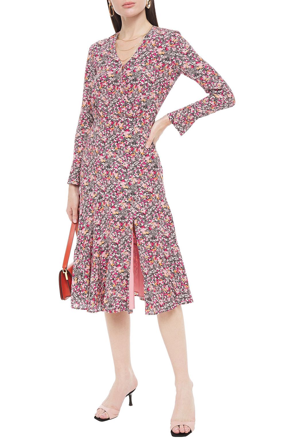 ALTUZARRA Wrap-effect printed silk crepe de chine midi dress