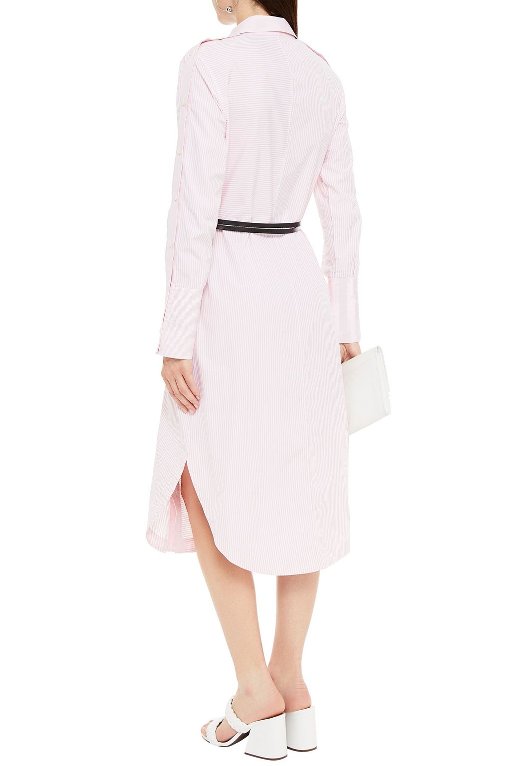 ALTUZARRA Belted striped cotton-poplin midi shirt dress