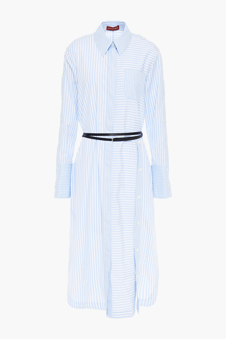Altuzarra Woman Belted Striped Cotton-poplin Midi Shirt Dress Light Blue Size 40
