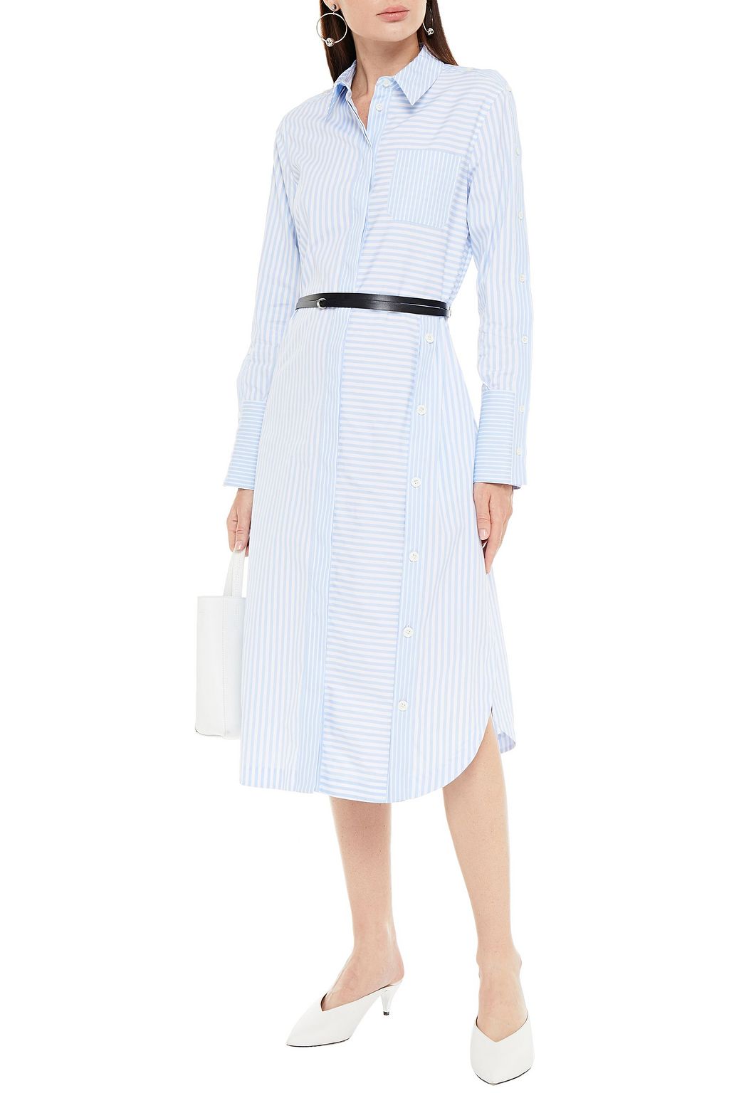 ALTUZARRA Belted striped cotton-poplin midi shirt dress