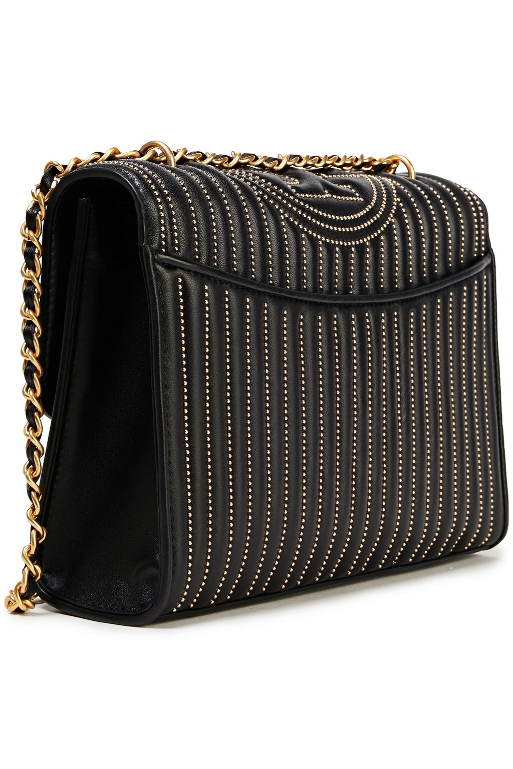TORY BURCH Tasseled beaded quilted leather shoulder bag