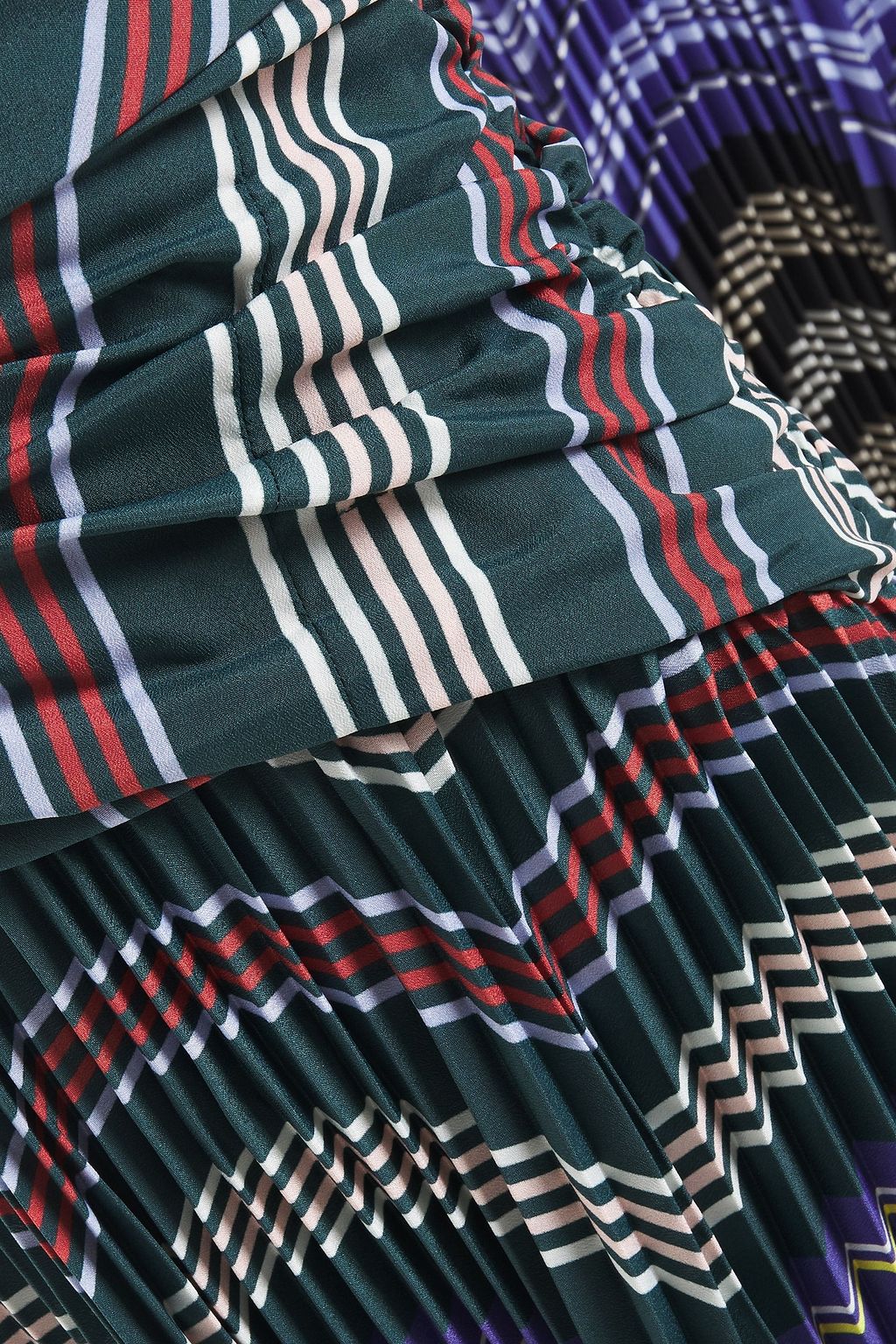 ALTUZARRA Pleated striped crepe and ribbed-knit midi dress