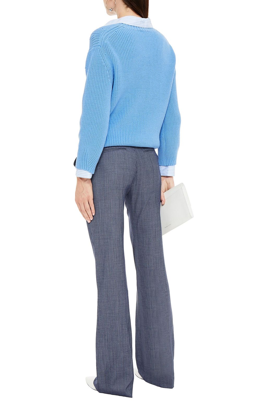 ALTUZARRA Striped wool-blend flared pants