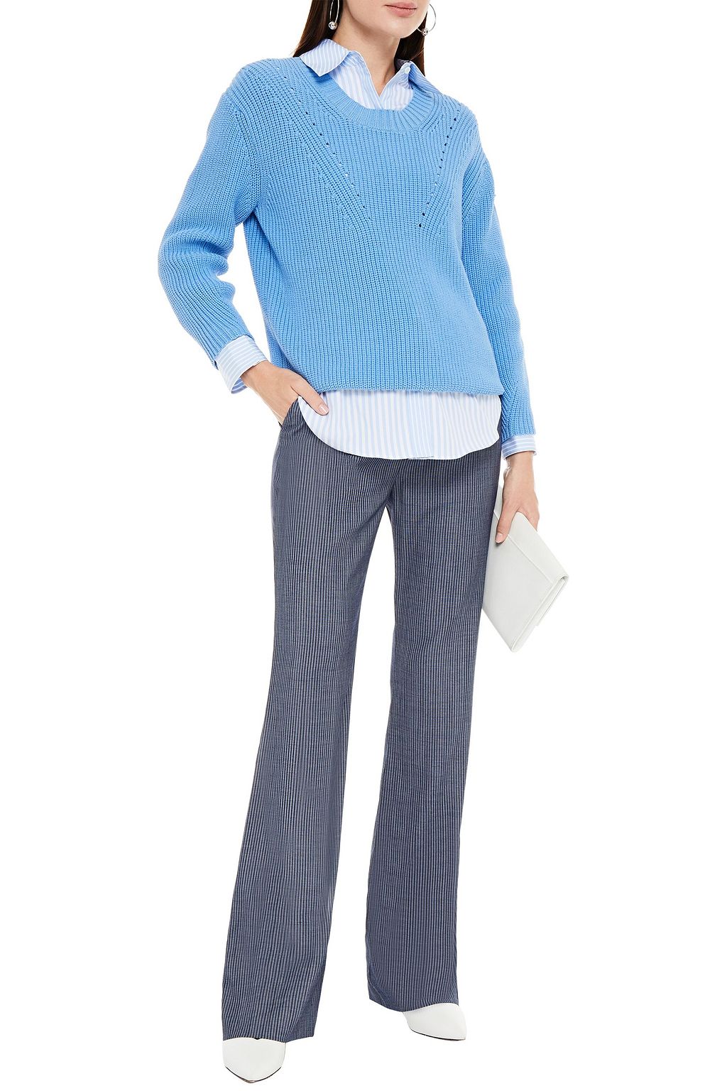 ALTUZARRA Striped wool-blend flared pants