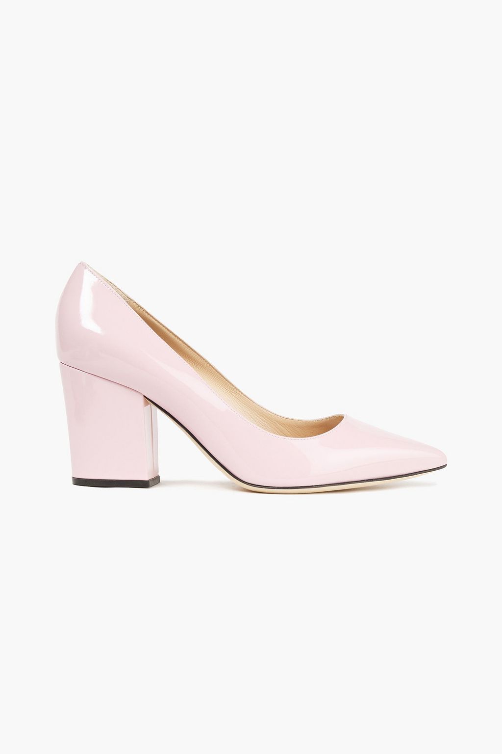 blush patent leather pumps