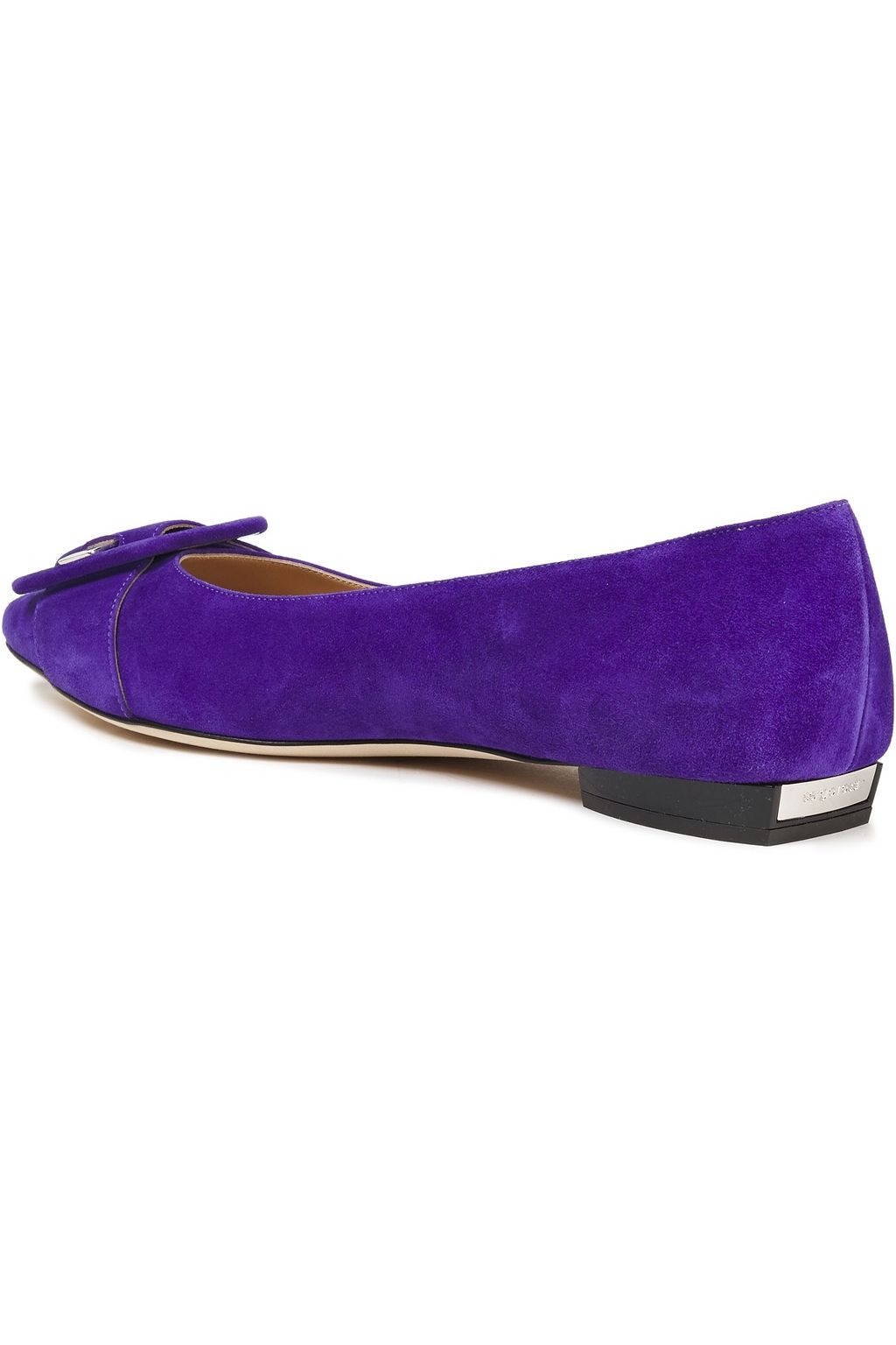 SERGIO ROSSI Buckle-detailed suede point-toe flats