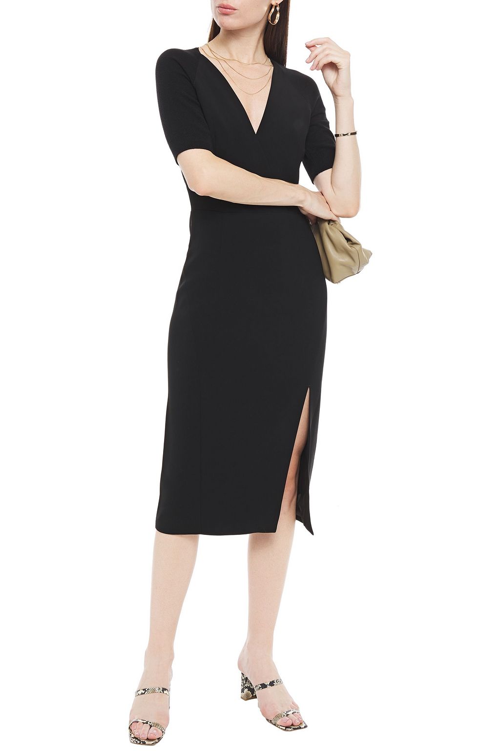 ALTUZARRA Paneled cady and knitted midi dress