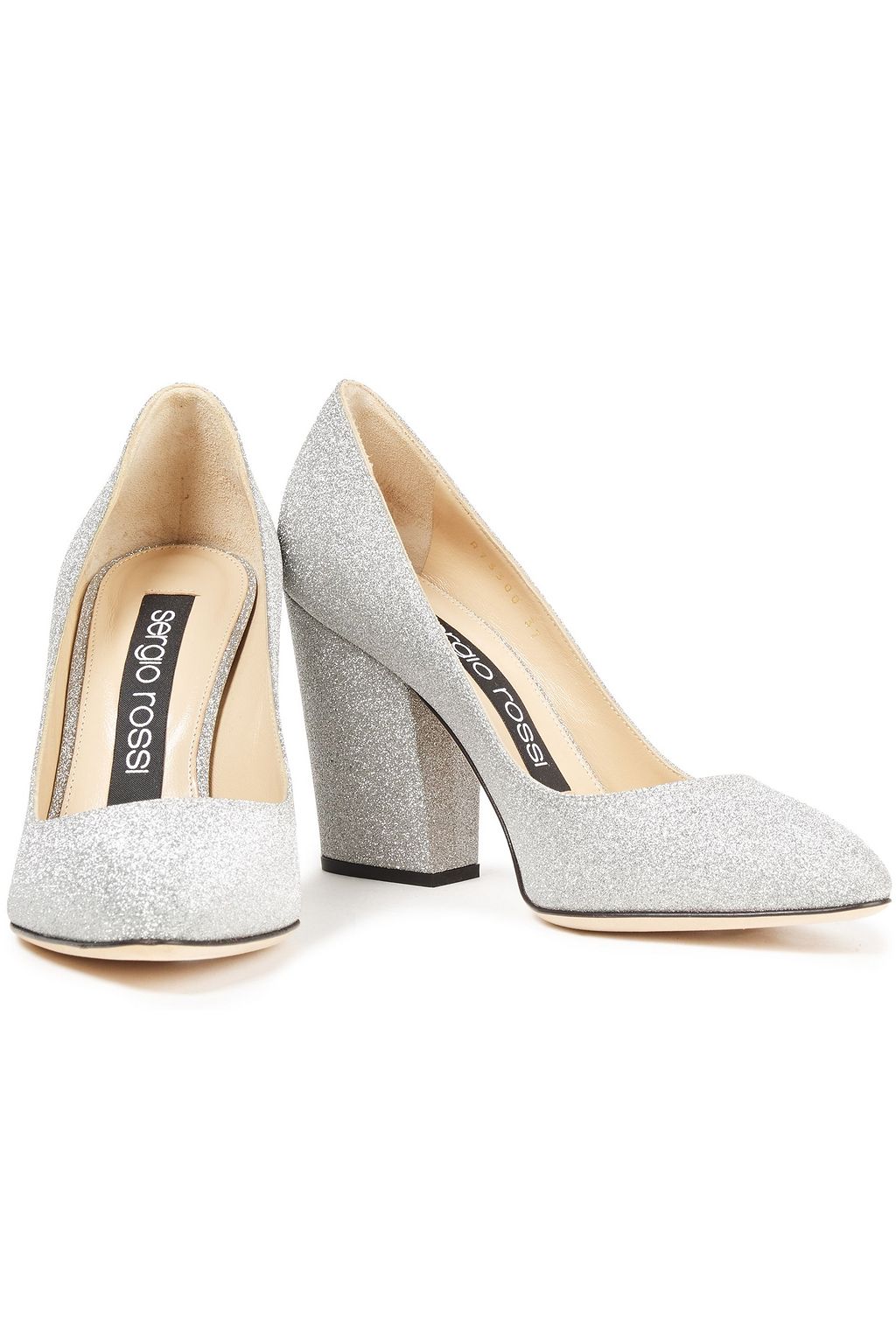 SERGIO ROSSI Glittered leather pumps