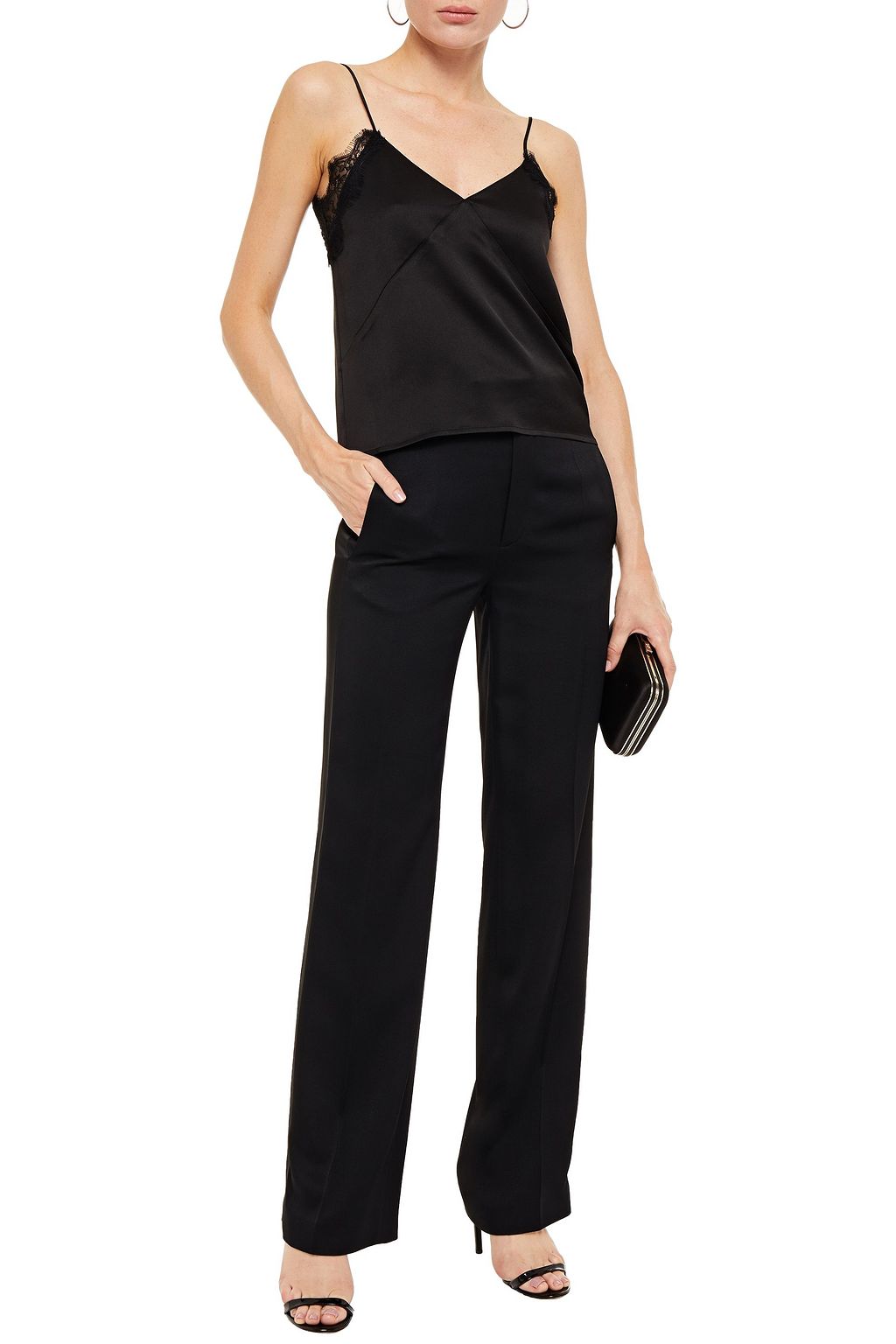 LES HÉROÏNES BY VANESSA COCCHIARO Lace-trimmed cutout satin-crepe camisole