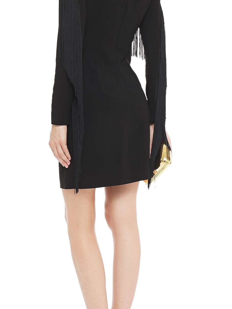 fringed crepe mini dress