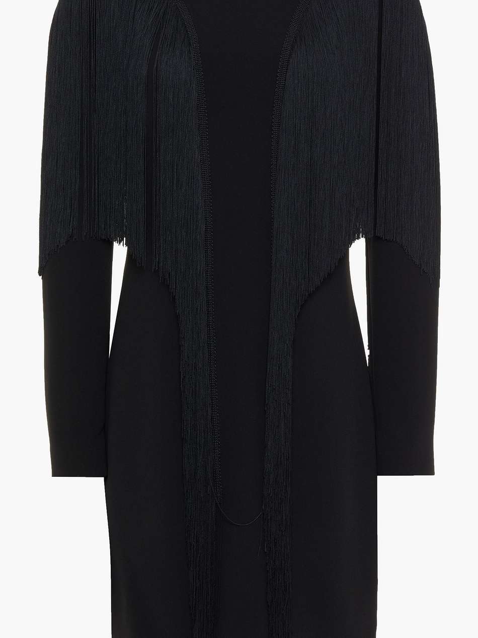 fringed crepe mini dress