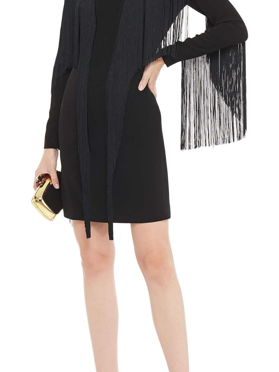 fringed crepe mini dress