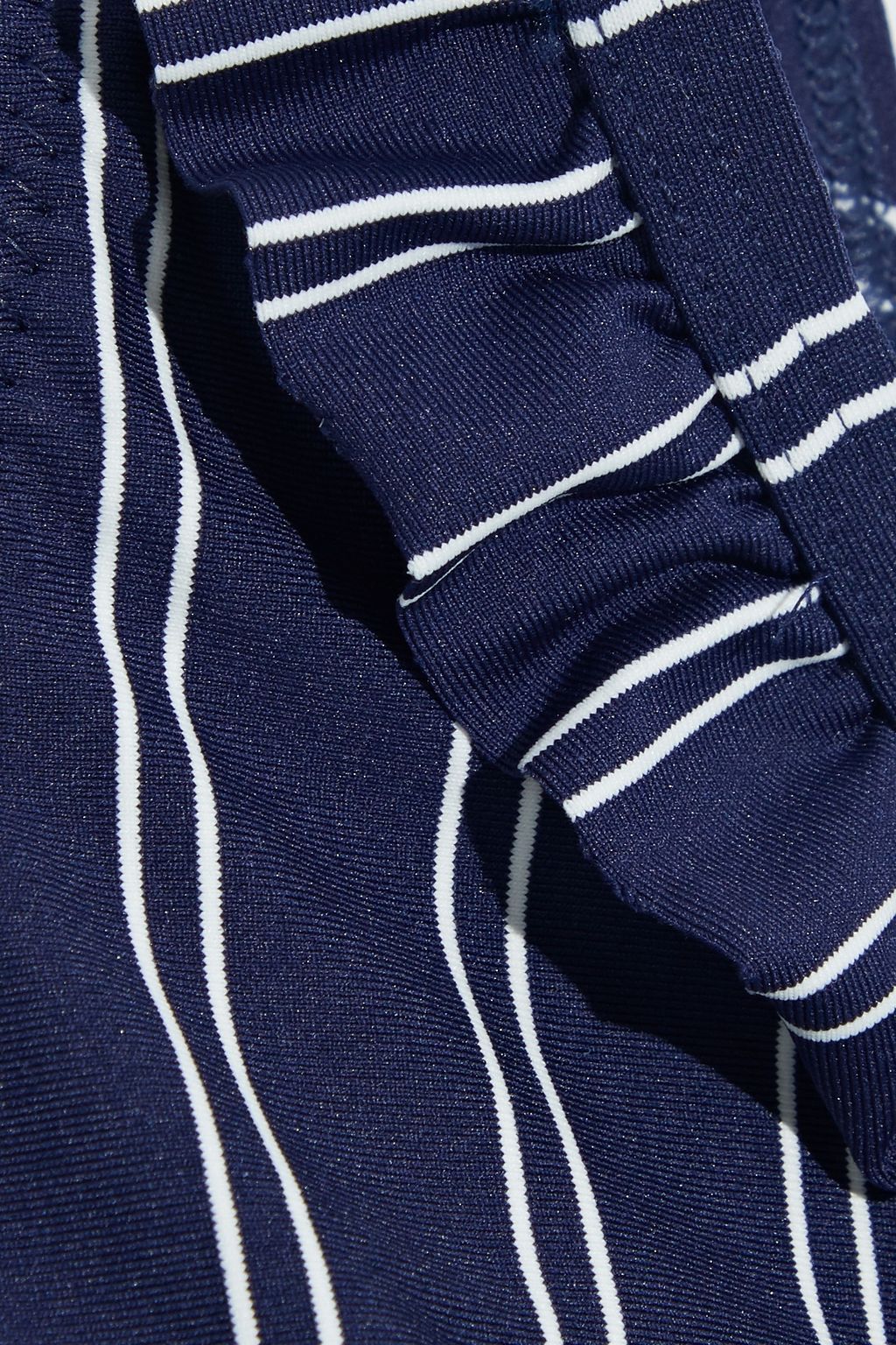 SOLID & STRIPED The Millie tie-front ruffled striped bikini top