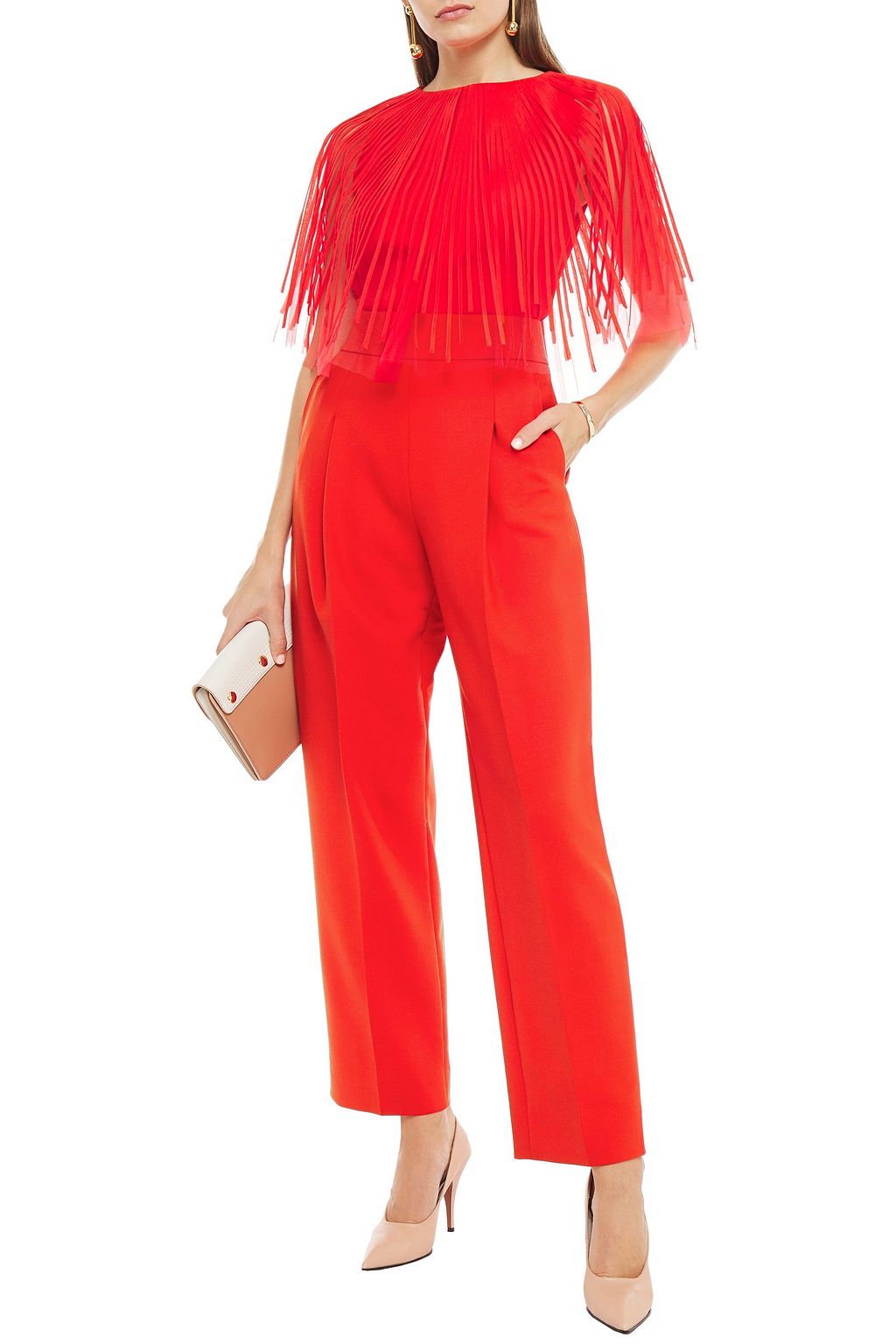 OSCAR DE LA RENTA Wool-blend crepe straight-leg pants