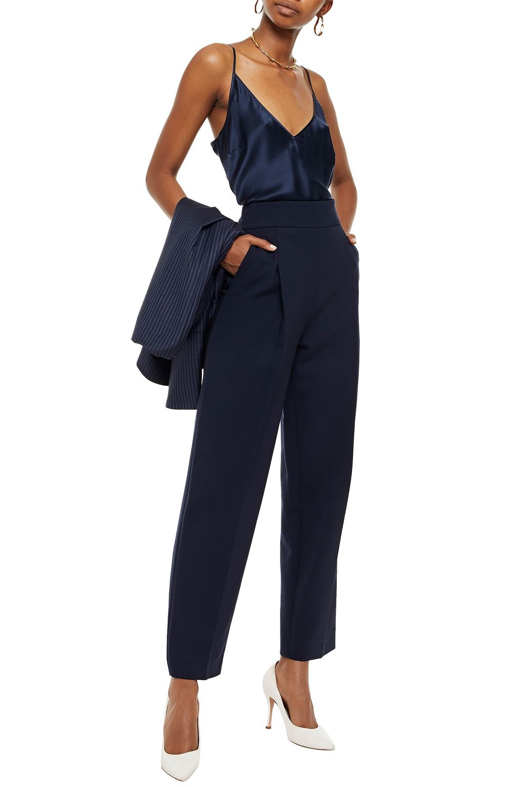 OSCAR DE LA RENTA Wool-blend crepe straight-leg pants