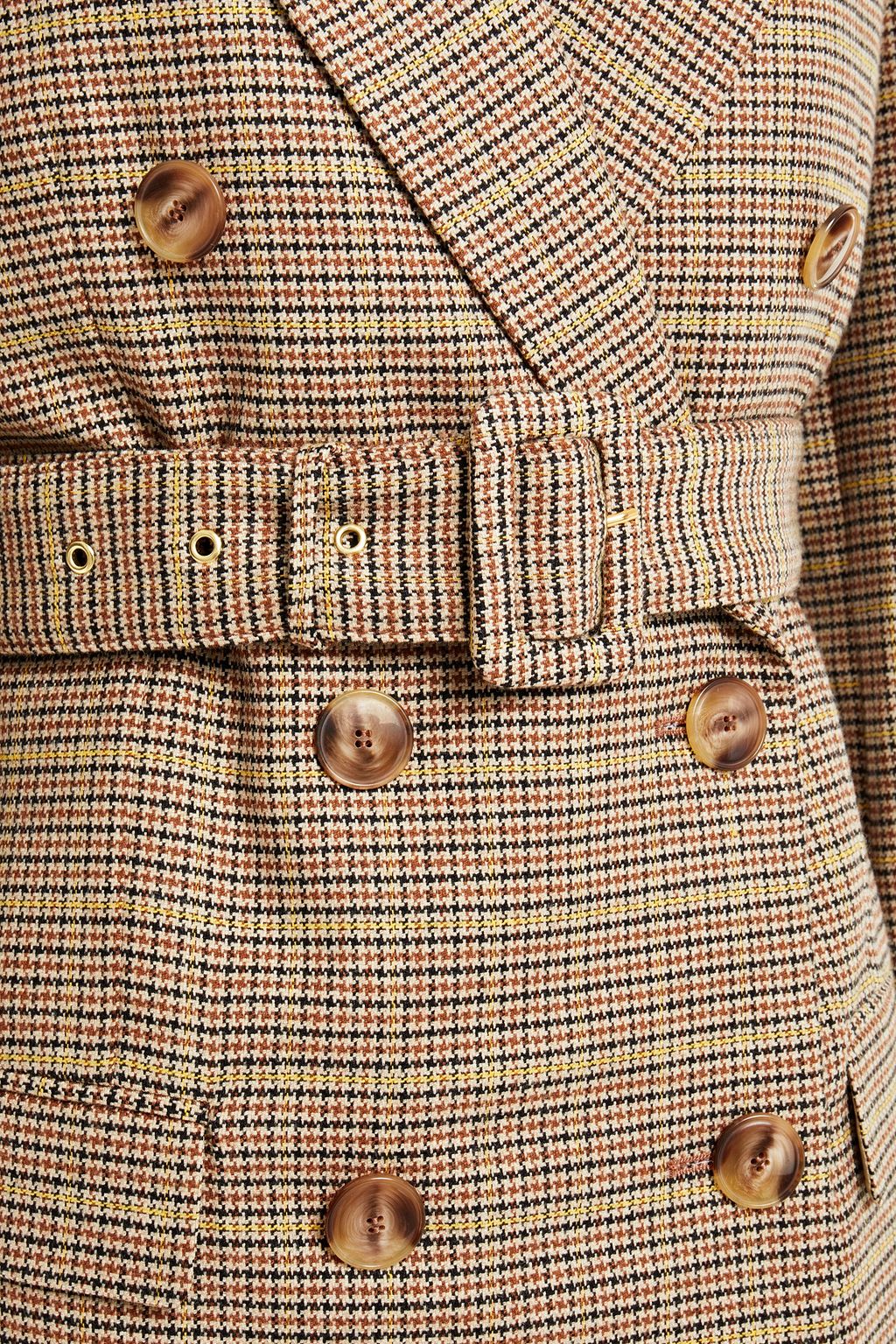 NANUSHKA Greta belted double-breasted houndstooth woven coat