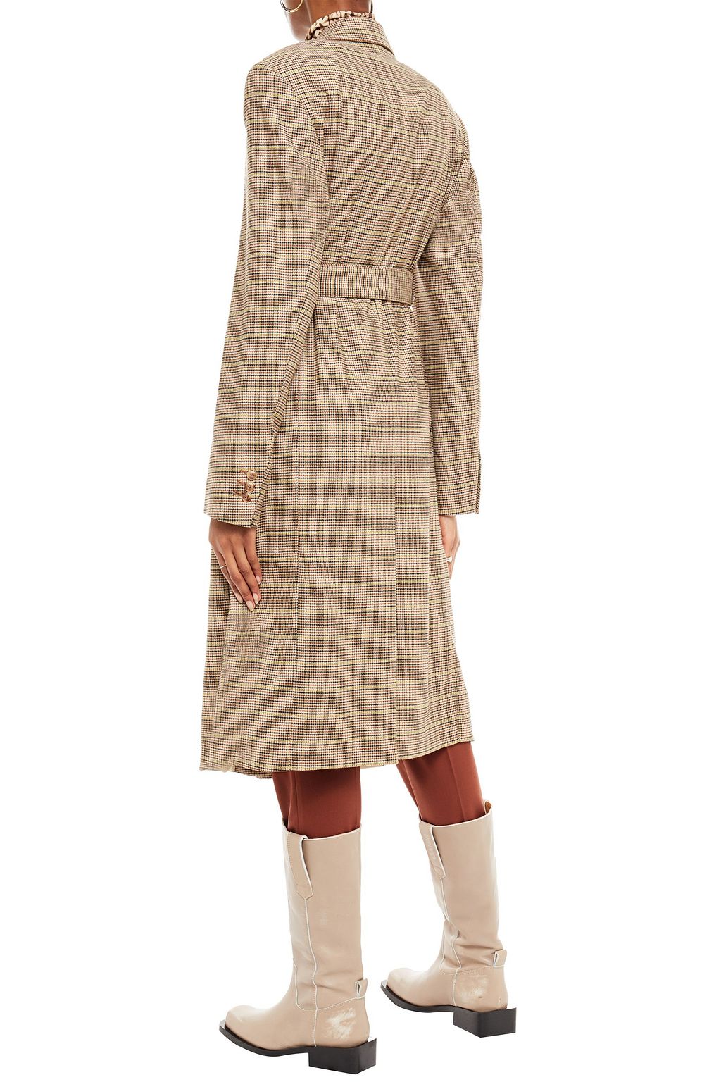 NANUSHKA Greta belted double-breasted houndstooth woven coat