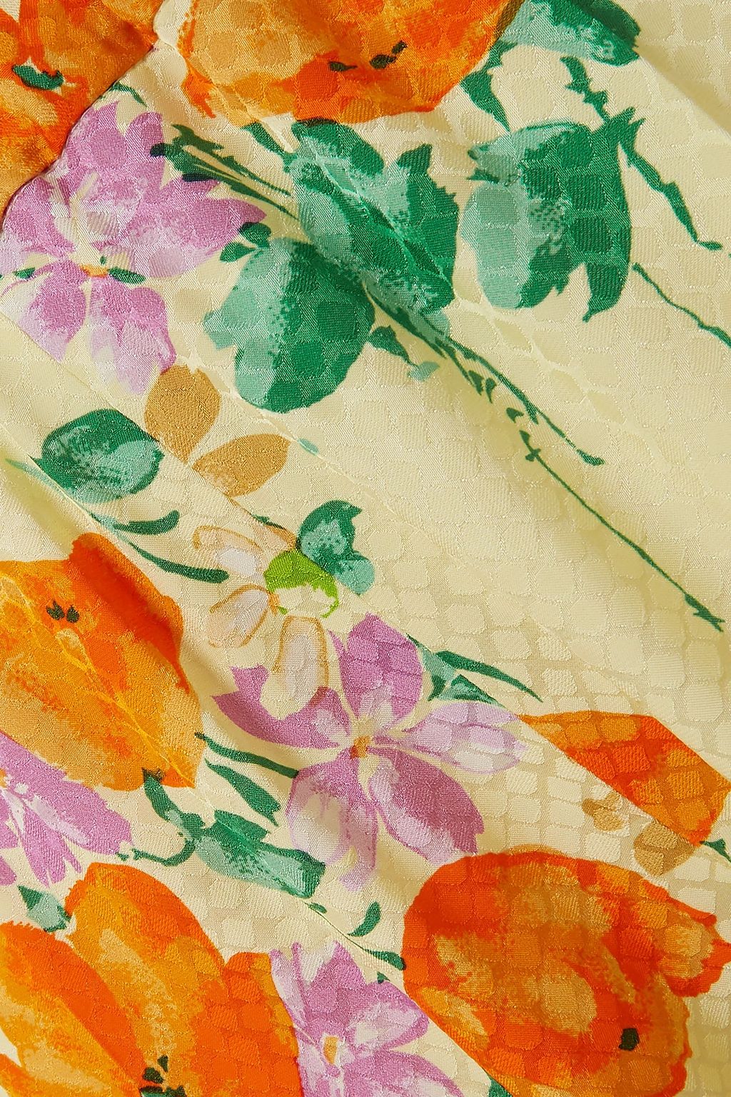DRIES VAN NOTEN Floral-print satin-jacquard slim-leg pants