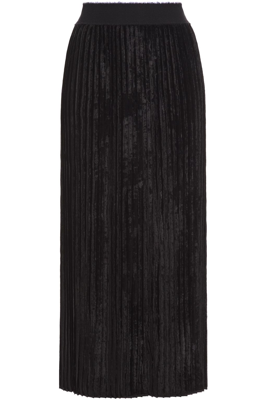 black velvet midi skirt