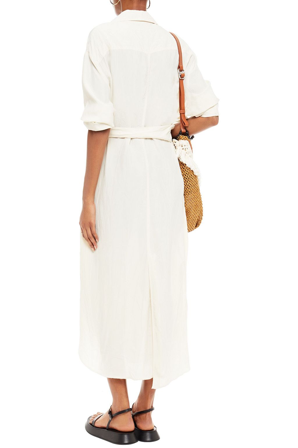 NANUSHKA Mona belted crinkled-crepe midi dress
