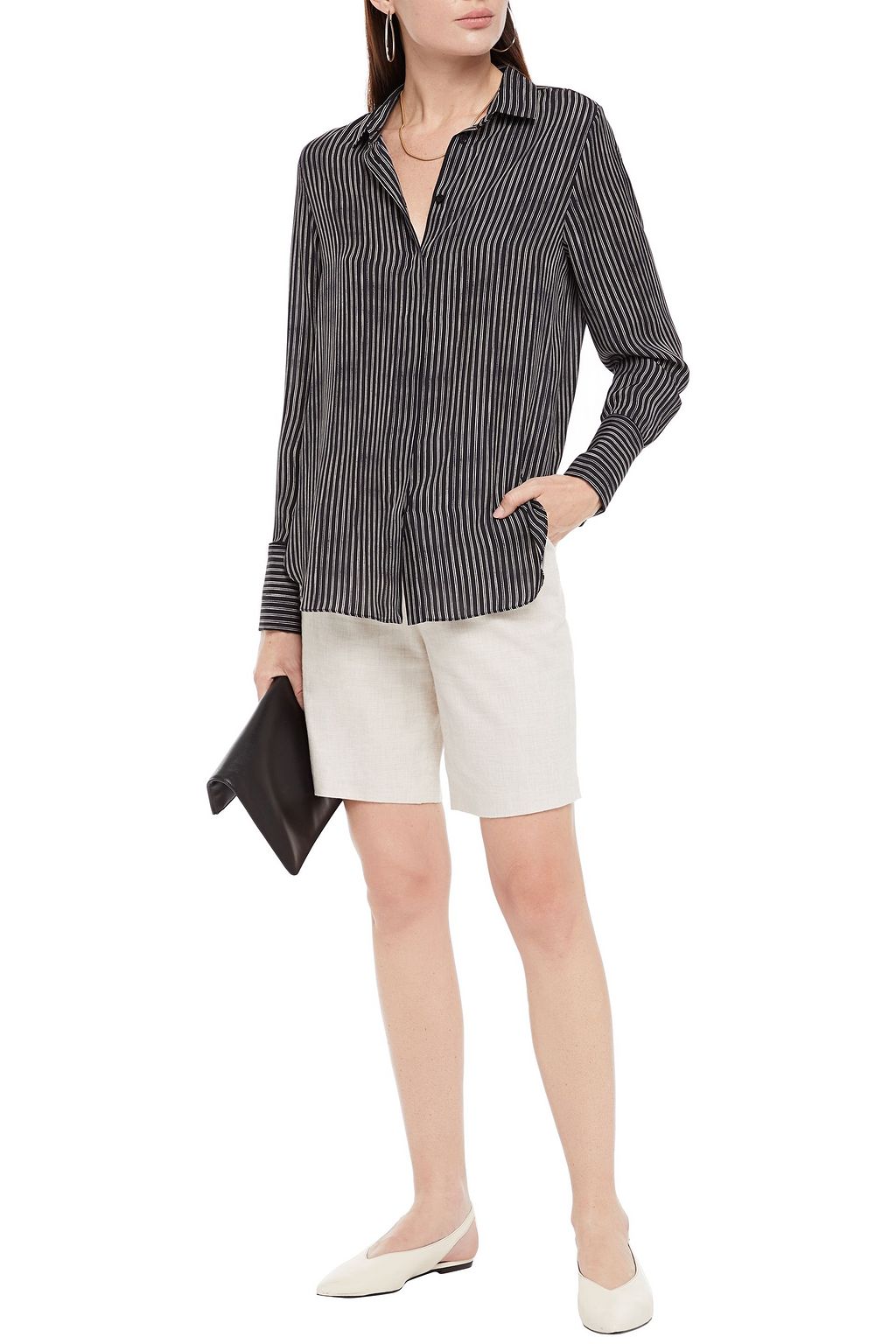 OSCAR DE LA RENTA Pinstriped silk shirt