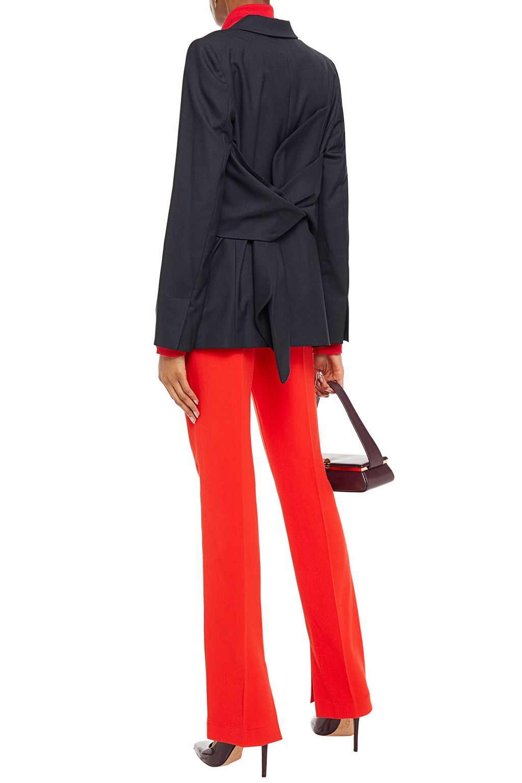 VICTORIA, VICTORIA BECKHAM Tie-detailed twill blazer