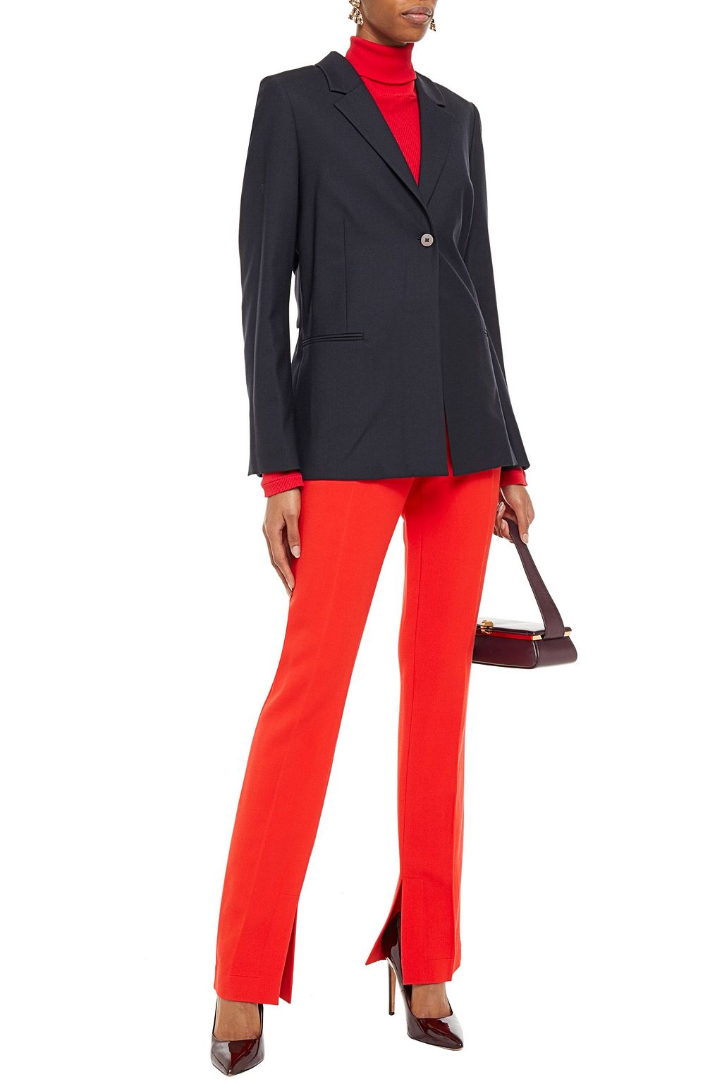 VICTORIA, VICTORIA BECKHAM Tie-detailed twill blazer