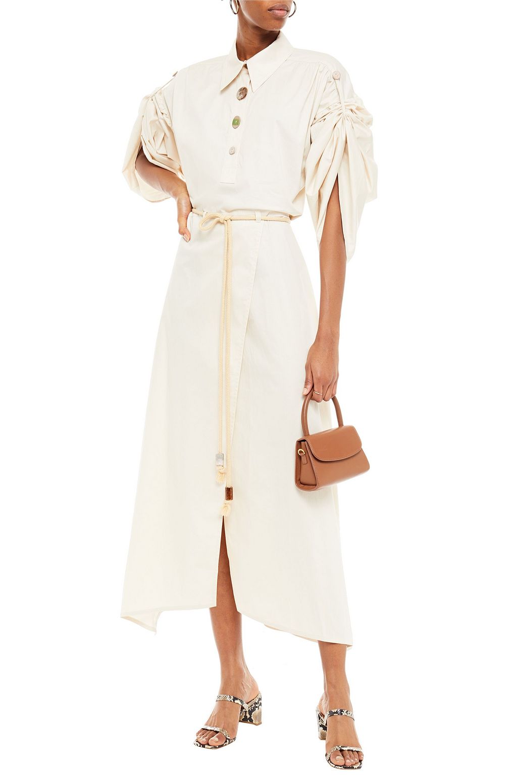 NANUSHKA Hanna wrap-effect cotton-blend poplin midi dress