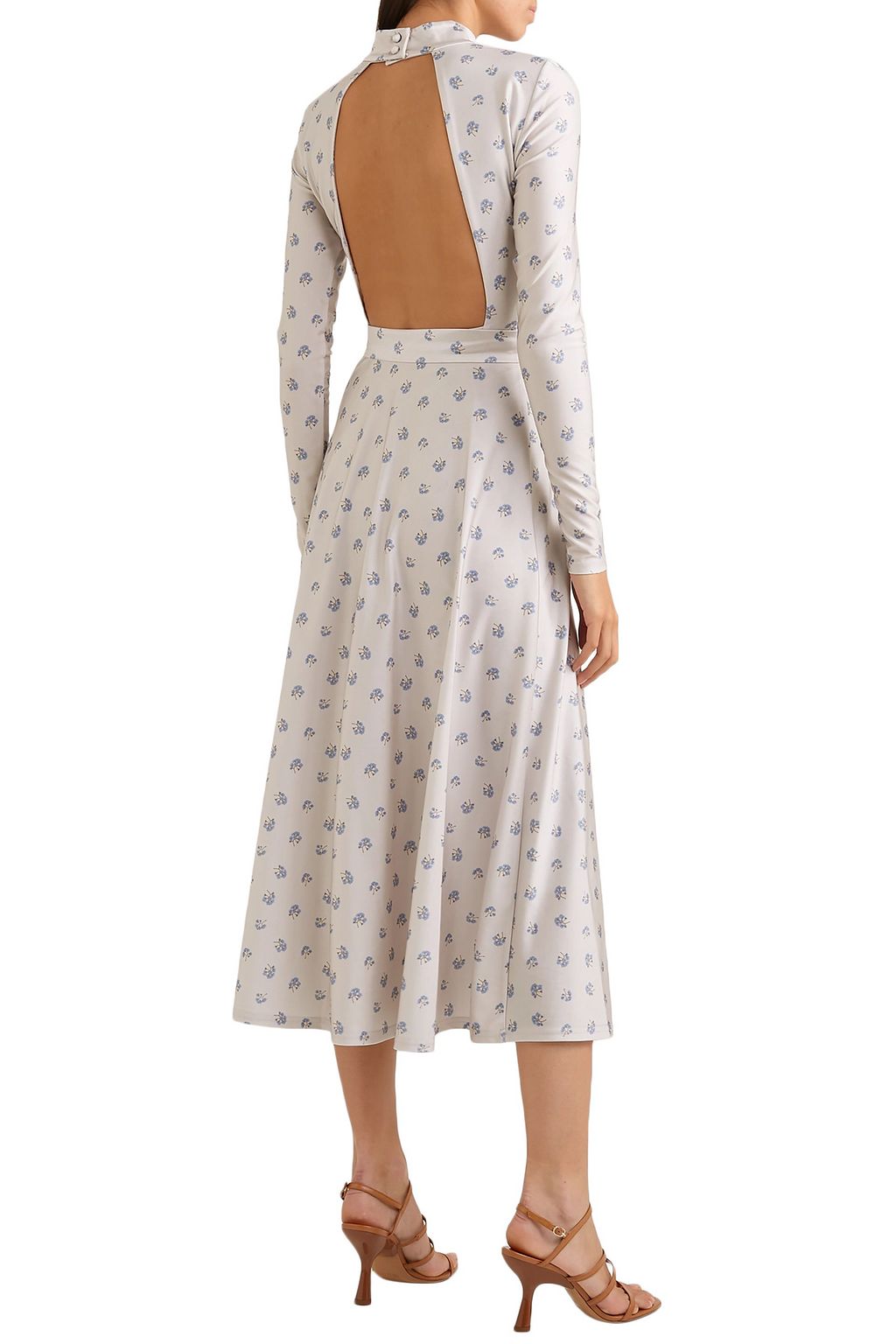 ROTATE BIRGER CHRISTENSEN Open-back layered floral-print stretch-jersey bodysuit