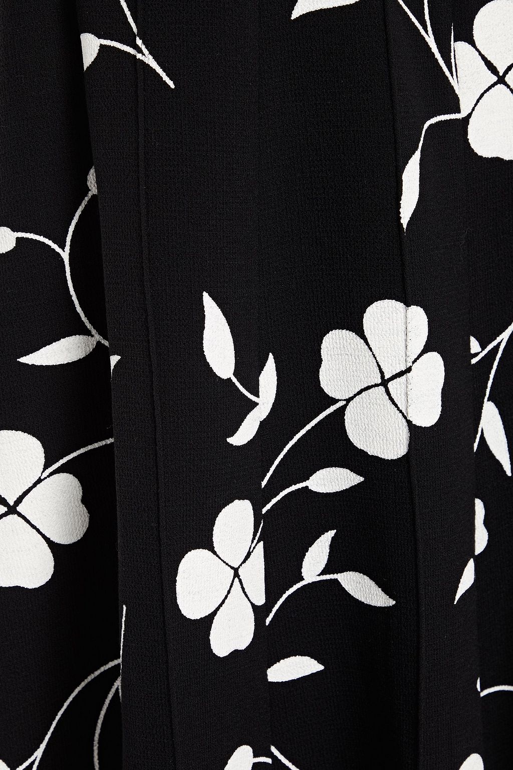 OSCAR DE LA RENTA Pleated floral-print wool-blend crepe dress