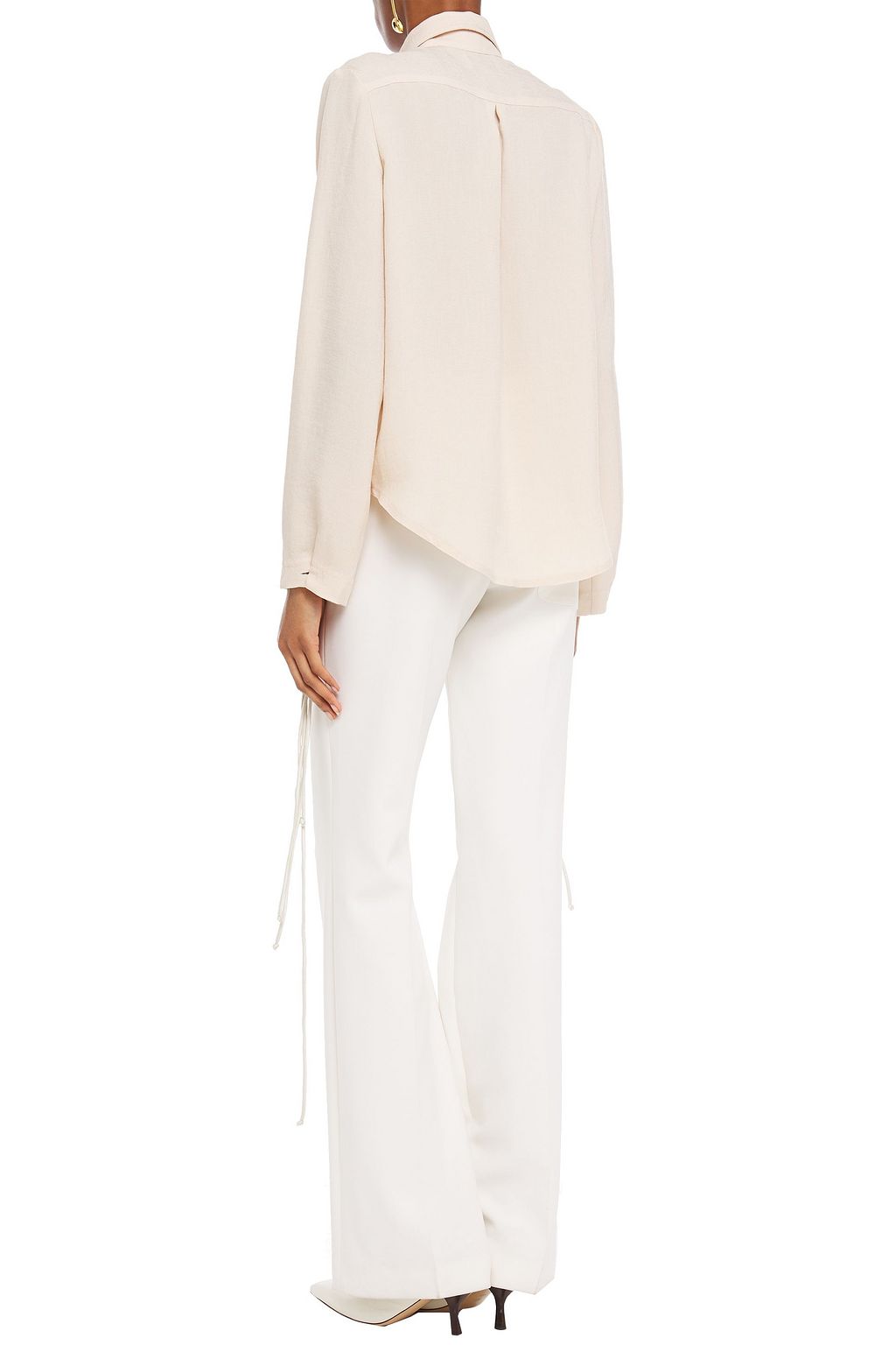 NANUSHKA Fringed macramé and woven shirt