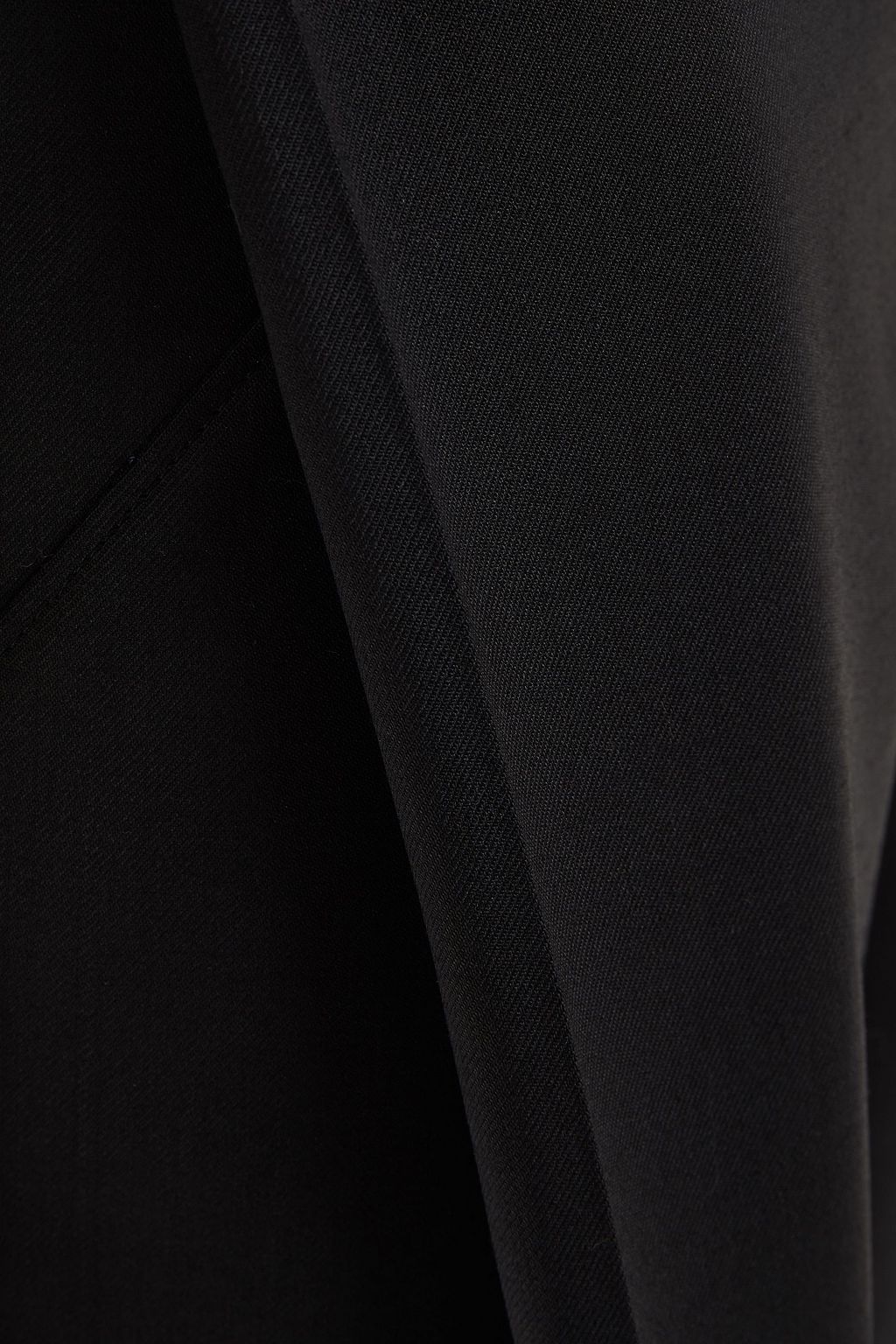 OSCAR DE LA RENTA Grosgrain-trimmed stretch-wool twill wide-leg pants