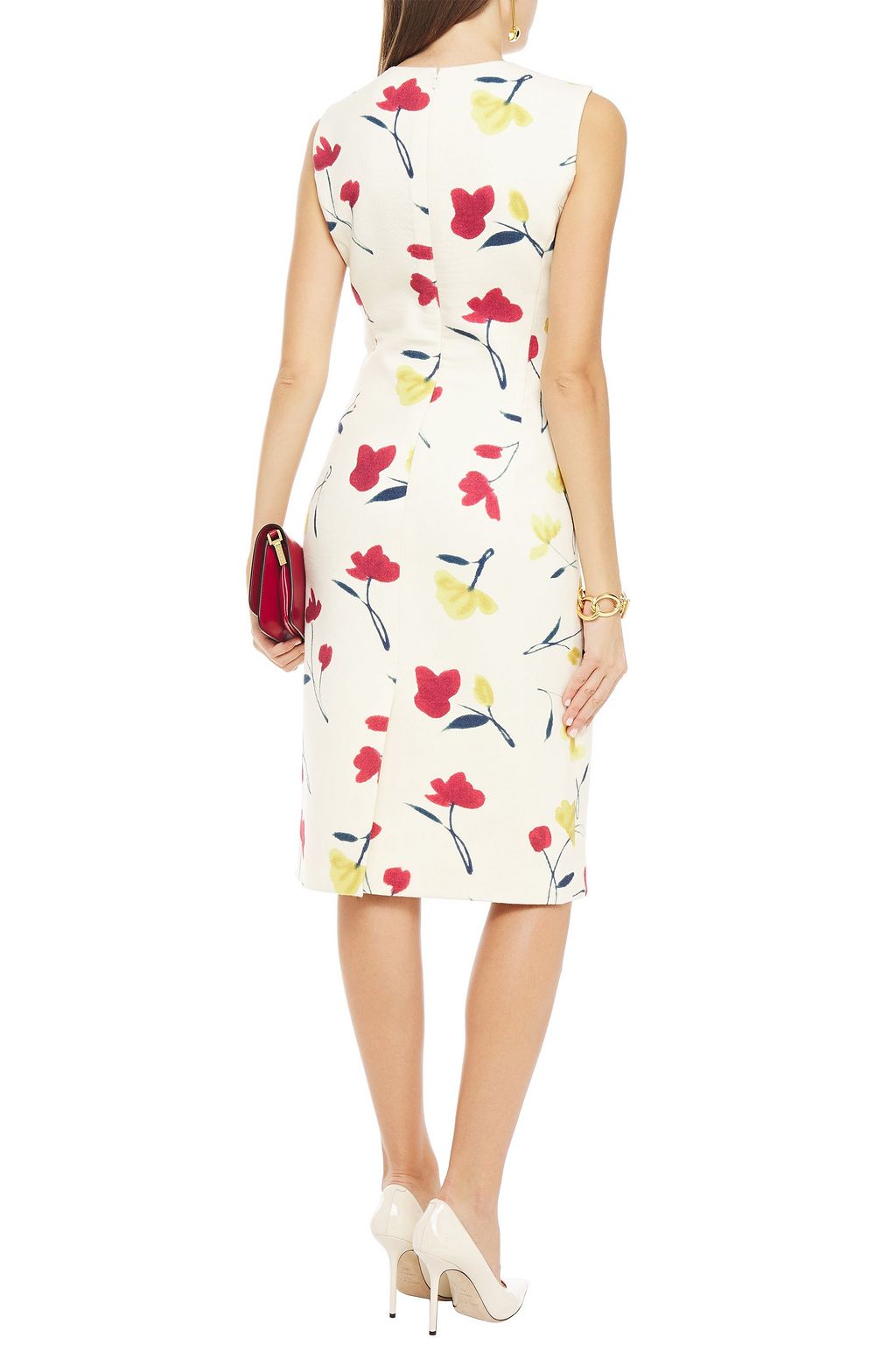 OSCAR DE LA RENTA Floral-print wool-twill dress
