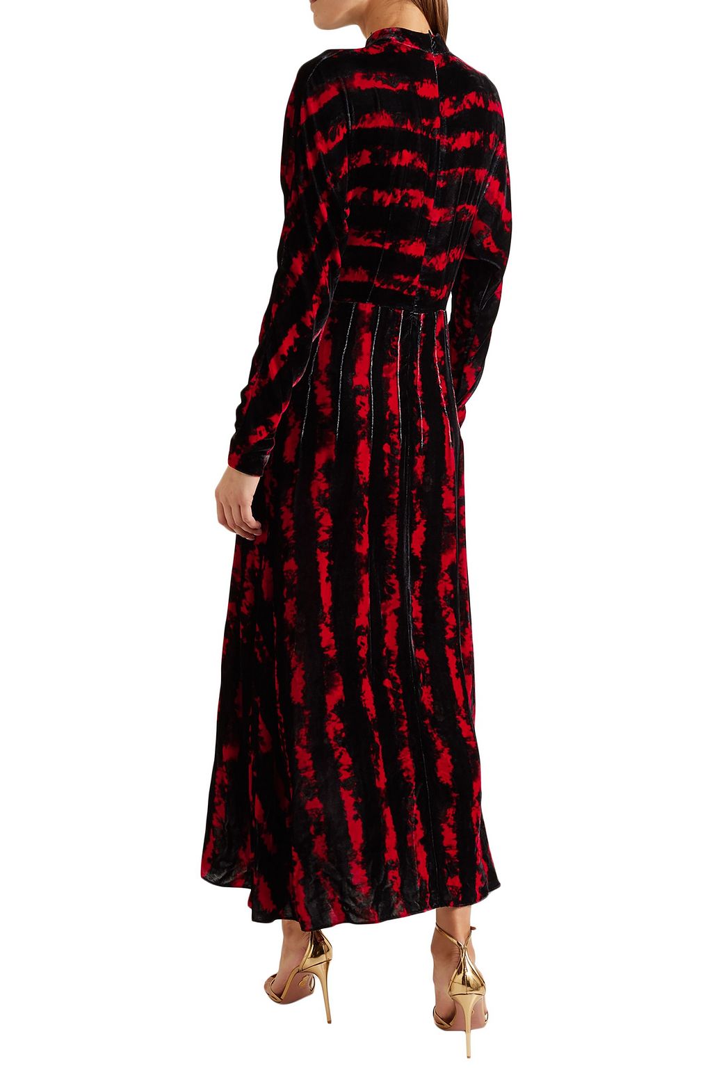 RAQUEL DINIZ Yang cutout tie-dyed velvet midi dress