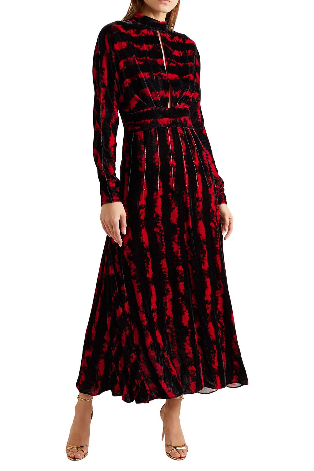 RAQUEL DINIZ Yang cutout tie-dyed velvet midi dress